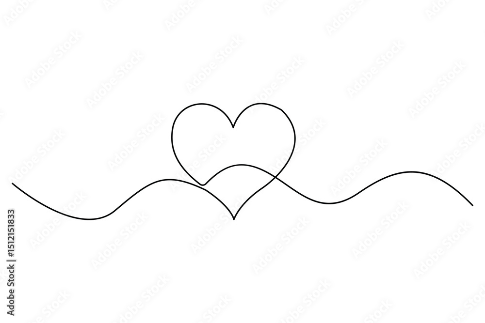 Fototapeta premium Minimalist continuous one line drawing of a heart outline for modern designs 
