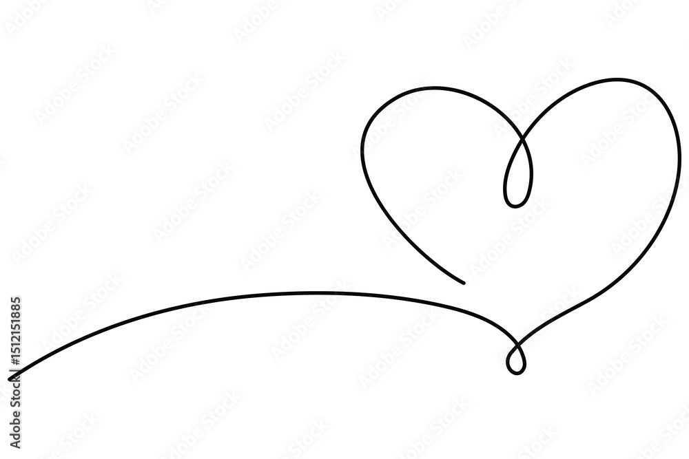 Fototapeta premium Minimalist continuous one line drawing of a heart outline for modern designs 