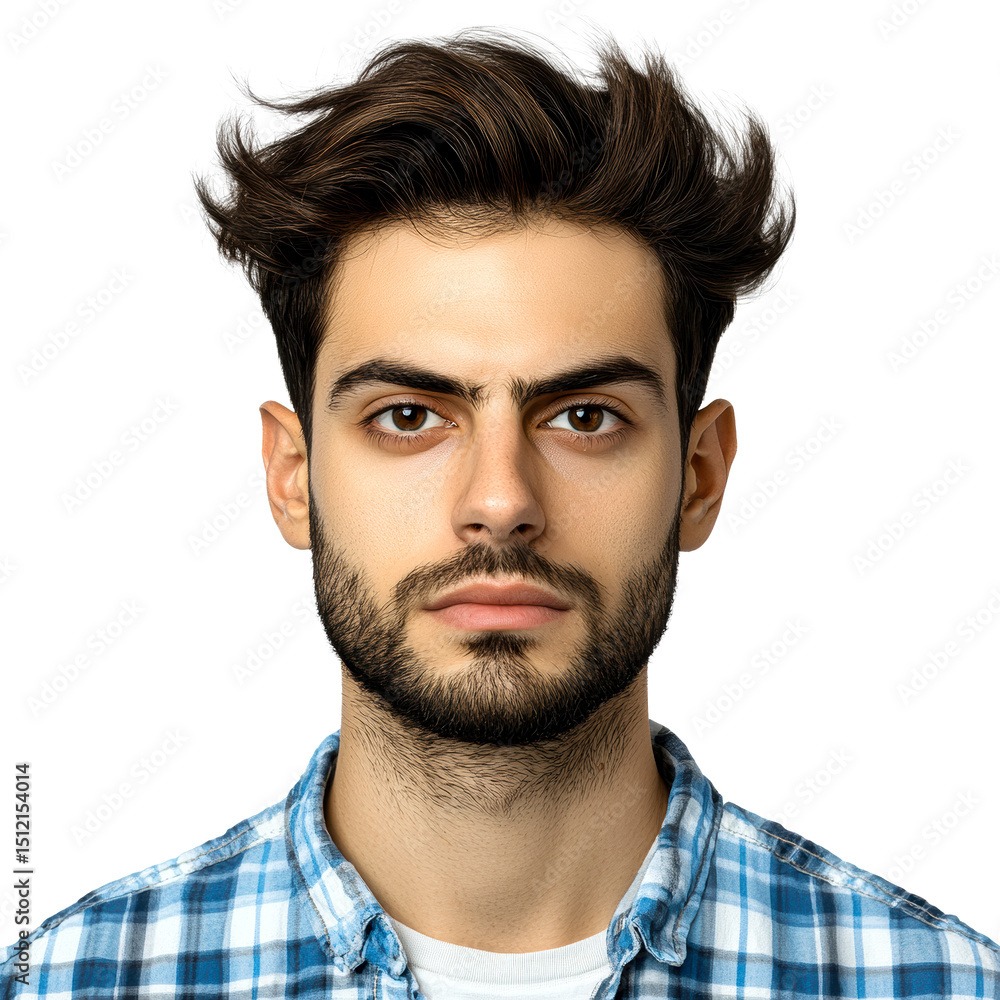Fototapeta premium Close up portrait of a Hispanic man, casual look, cut out transparent