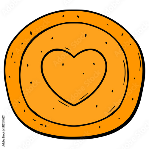 dalgona candy with heart illustration hand drawn isolated vector