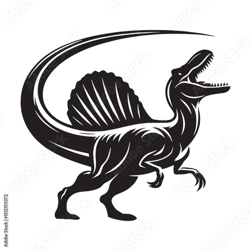 River Stalker Spinosaurus silhouette – Spinosaurus illustration – Minimalist Spinosaurus vector – Dinosaur silhouette

