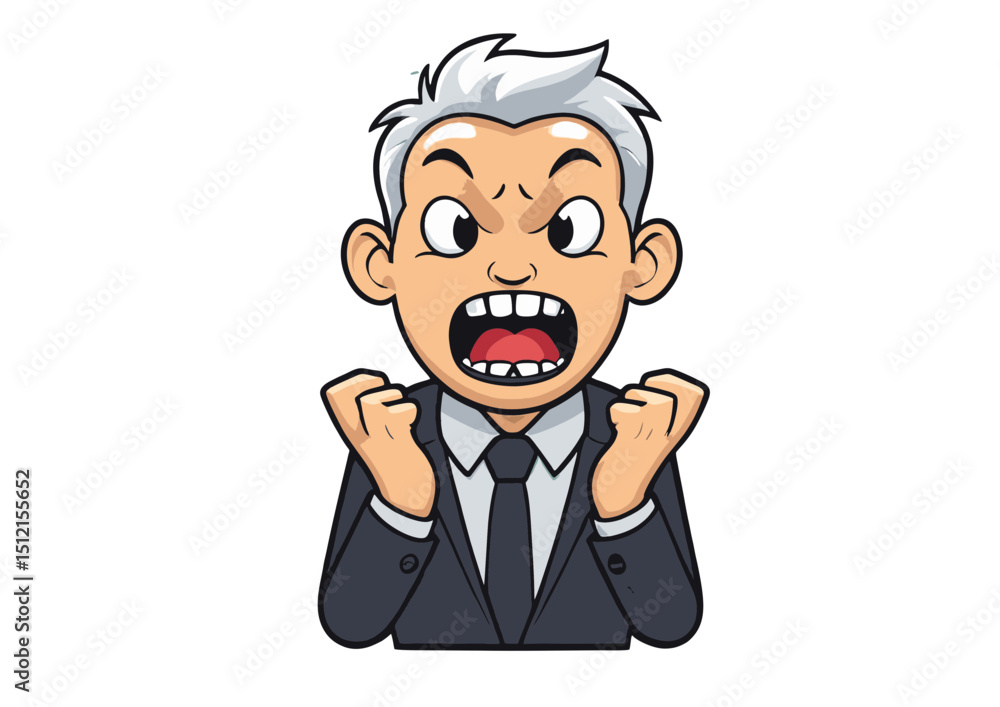 Angry Businessman Cartoon Illustration Vector Art of Frustrated Executive Angry Businessman Cartoon Illustration Vector Art of Frustrated Executive