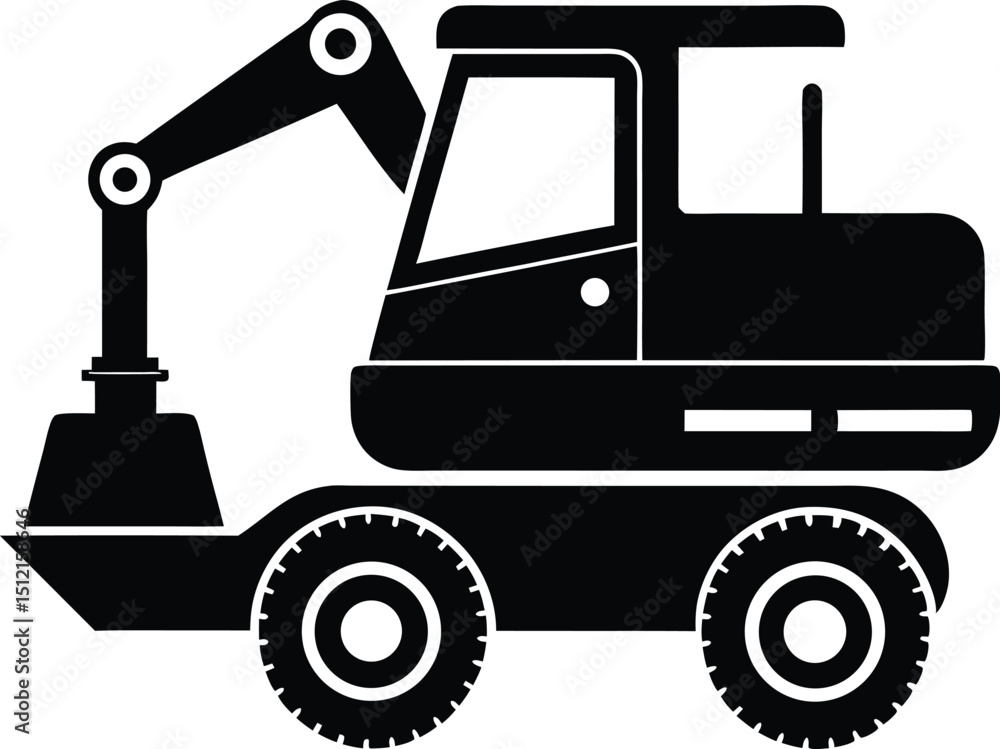 Naklejka premium Bulldozer Silhouette Vector Design, Bulldozer Icon Clipart