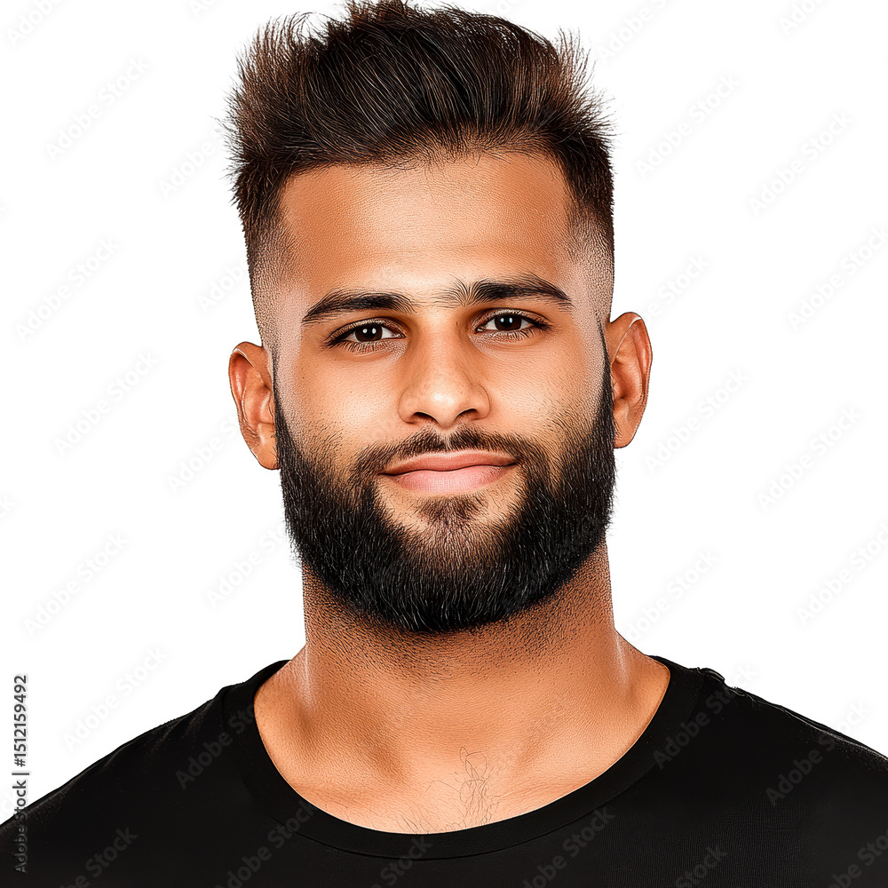 Fototapeta premium Arab man portrait, face close up, expression isolated, cut out transparent