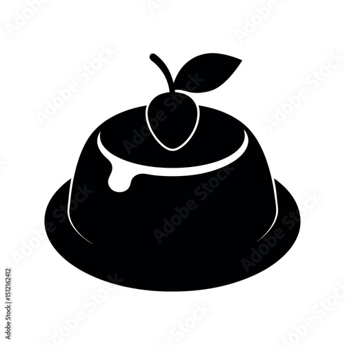 Panna Cotta Dessert Black Silhouette Vector Illustration