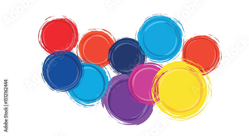 Colorful painted Easter eggs and caps, isolated bright set