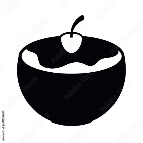 Panna Cotta Dessert Black Silhouette Vector Illustration