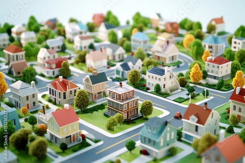 Fototapeta Naklejka Na Ścianę i Meble -  Mini 3D city model with cartoon buildings