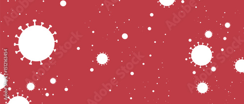 White virus cell vector icons over red background. Great for alert visuals, viral spread concepts, or disease communication design.