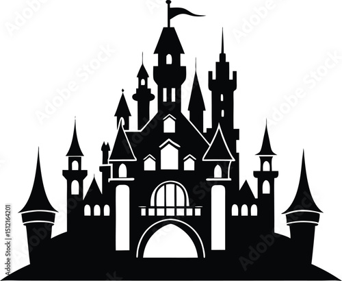 Castle Silhouette Icon Vector, Castle Clipart Design