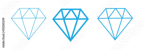 Diamond icon set. Different shapes of diamond cuts.