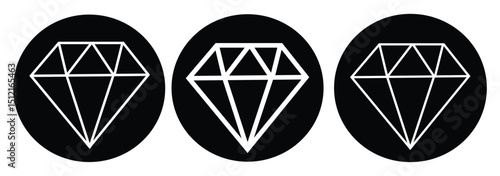 Diamond icon set. Different shapes of diamond cuts.