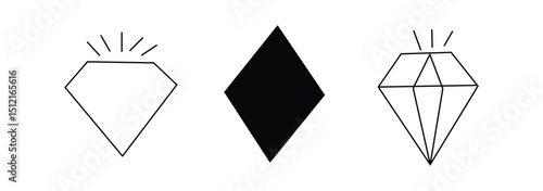Diamond icon set. Different shapes of diamond cuts.