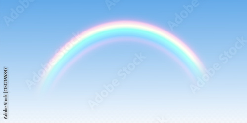 Rainbow, realistic rainbow spectrum on transparent background, vector png.	