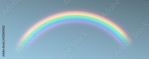 Rainbow, realistic rainbow spectrum on transparent background, vector png.	
