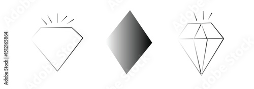 Diamond icon set. Different shapes of diamond cuts.