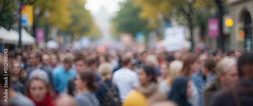 Wallpaper Mural A busy urban crowd walks the city streets, a blurred group in motion Torontodigital.ca