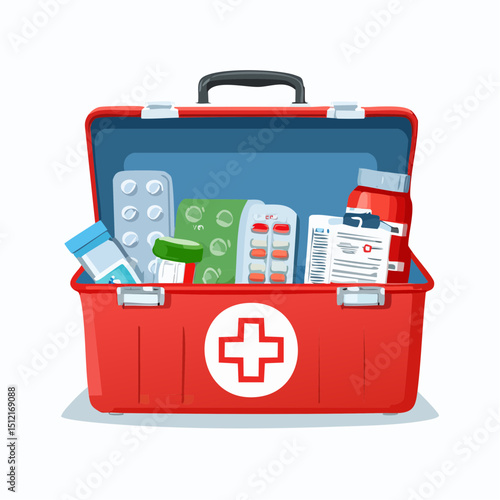 Organized Medical Kit Vector Illustration of First Aid Supplies