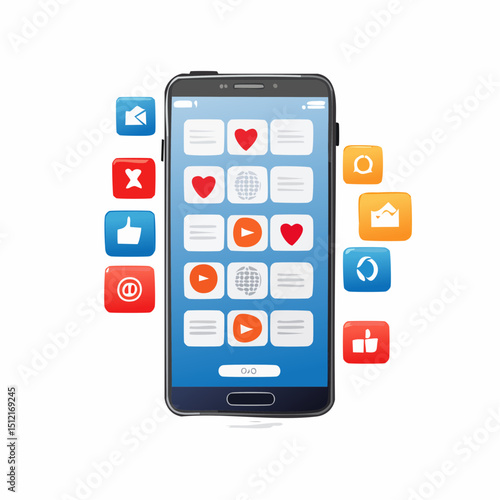 Smartphone Social Media App Interface Vector Illustration
