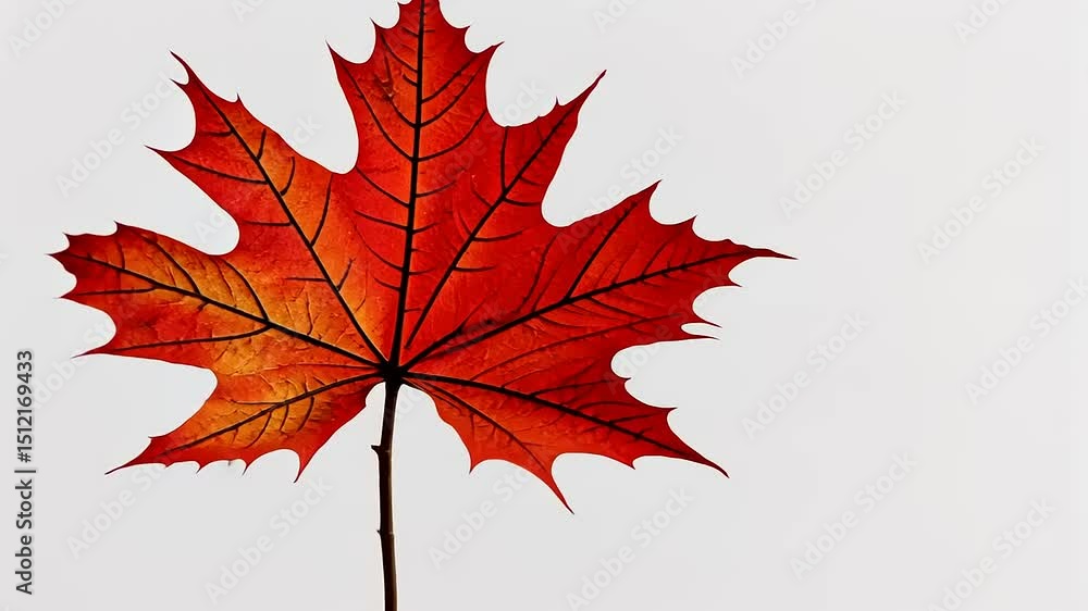 A Single Red Maple Leaf Displayed on a Pure White Background, Dramatic Light A Single Red Maple Leaf Displayed on a Pure White Background, Dramatic Light
