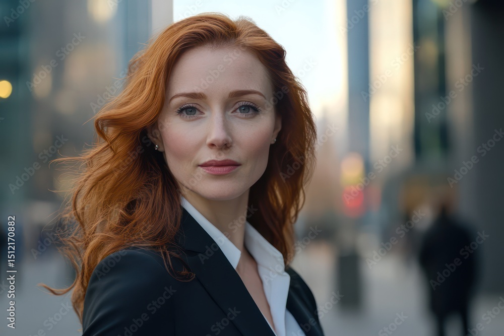 Naklejka premium Confident businesswoman in city wearing stylish suit in urban setting