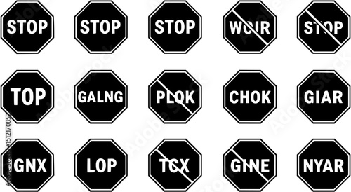 Red stop sign icon with text flat icon for apps and websites
