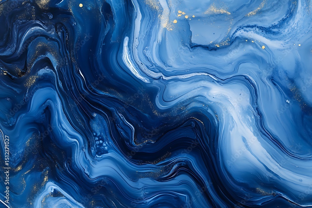 Abstract Blue Gold Marble Texture Swirling Paint Design Abstract Blue Gold Marble Texture Swirling Paint Design