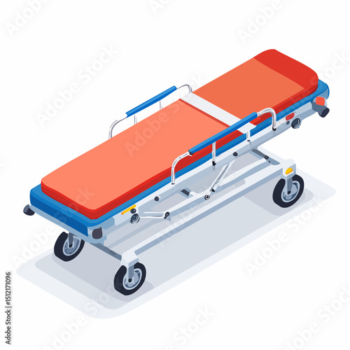Isometric Vector Illustration of a Medical Stretcher