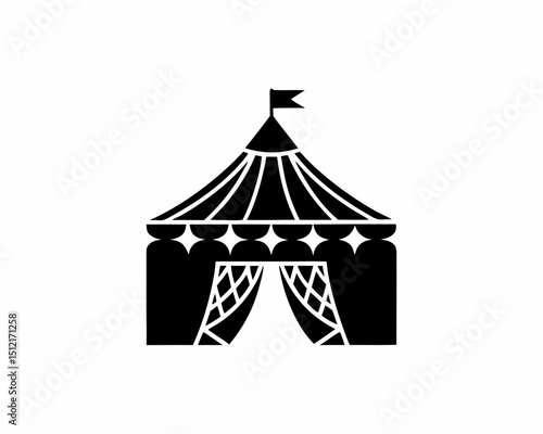 creative details Outline silhouette Circus tent icon for performance icon vector illustration