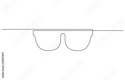 Sun glass continuous one line drawing outline, Glasses one continuous line. Eyeglasses icon minimalist line Continuous outline of a Glasses, Glasses in continuous line art drawing style.