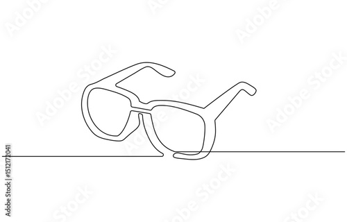 Sun glass continuous one line drawing outline, Glasses one continuous line. Eyeglasses icon minimalist line Continuous outline of a Glasses, Glasses in continuous line art drawing style.