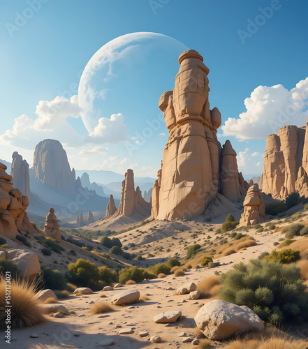 Artistic vector of stone formations in southern Algeria.