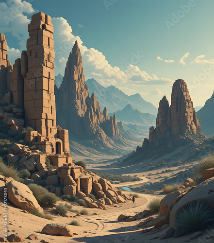 Artistic vector of stone formations in southern Algeria.