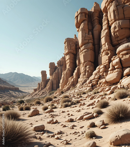 Artistic vector of stone formations in southern Algeria.