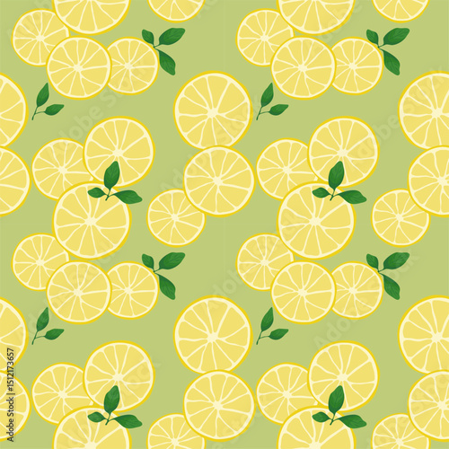 Lemon slice illustration seamless pattern vector