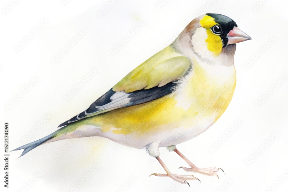 Naklejka premium Watercolor painting of a beautiful goldfinch bird artwork
