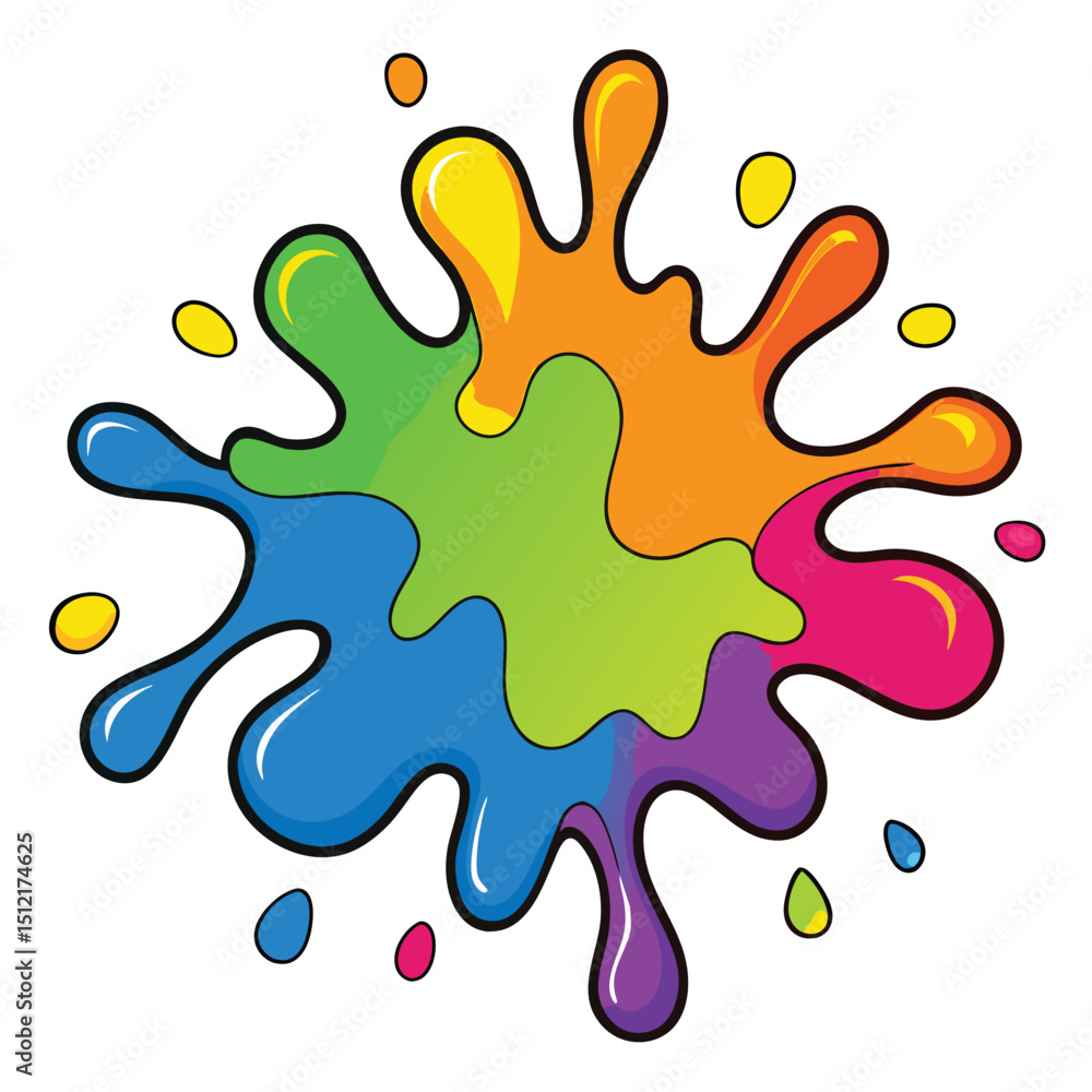 Colourful vector paint splash illustration with artistic ink splatters and liquid blobs Colourful vector paint splash illustration with artistic ink splatters and liquid blobs