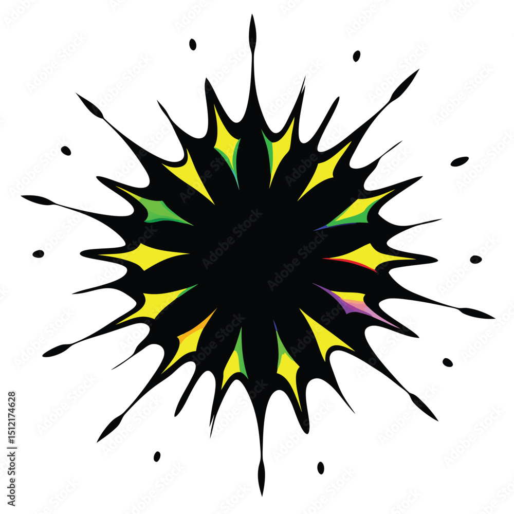 Vibrant orange and yellow ink splatters radiate like a summer sun, a bright vector illustration of a fiery paint splash Vibrant orange and yellow ink splatters radiate like a summer sun, a bright vector illustration of a fiery paint splash