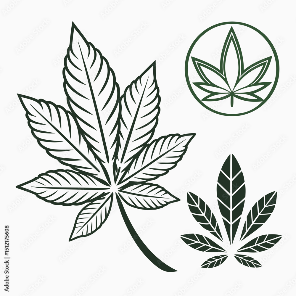 Fototapeta premium Flat leaves icons. Vector illustration. Abstract Leaf Logo design vector template
