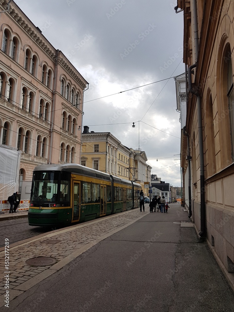 Fototapeta premium Tram in Helsinki city center