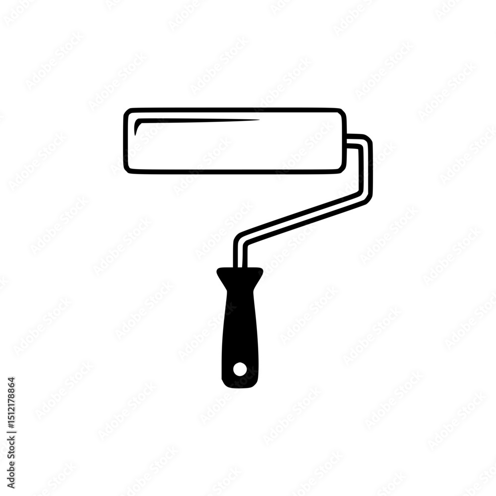 Line art illustration of paint roller Line art illustration of paint roller