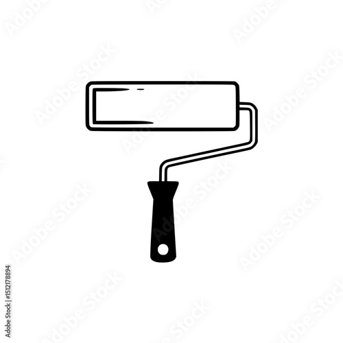 Line art illustration of paint roller