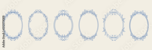 Hand-drawn vintage elegant frames set. Designed for birthday or wedding invitation cards. Vector illustration