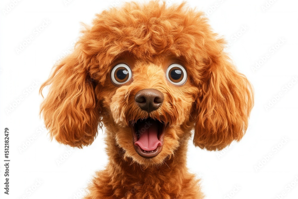 Cheerful and Playful Small Adult Poodle with Fluffy Orange Fur and Big Bright Eyes, Eagerly Expressing Happiness in a Close-Up Court Cheerful and Playful Small Adult Poodle with Fluffy Orange Fur and Big Bright Eyes, Eagerly Expressing Happiness in a Close-Up Court