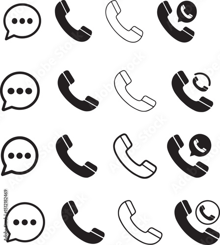 msg and call vector icon sheet