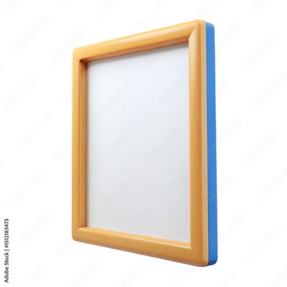 Fototapeta premium Blank yellow and blue frame mockup, providing an empty template for graphic design elements, isolated on transparent background