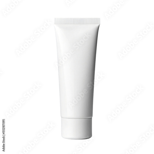 White cosmetic tube for cream, lotion, or gel, isolated on transparent background, ideal for beauty, healthcare, and personal care product mockups