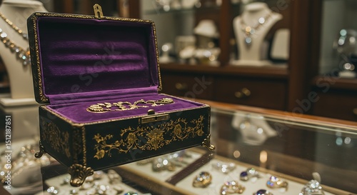 Ornate jewelry box on display