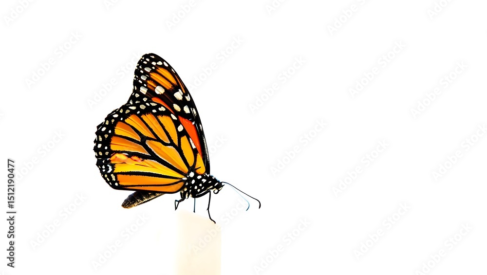 Stunning Close-Up of a Monarch Butterfly on a White Background Stunning Close-Up of a Monarch Butterfly on a White Background