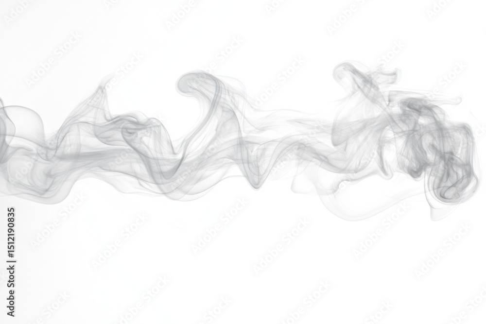 Wisps of light white smoke floating in the air, creating an almost transparent, dream-like effect against the clean white backdrop. Wisps of light white smoke floating in the air, creating an almost transparent, dream-like effect against the clean white backdrop.